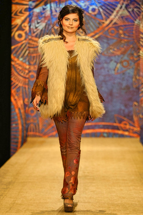 Bluza tul pictat manual cu franjuri PB-17A